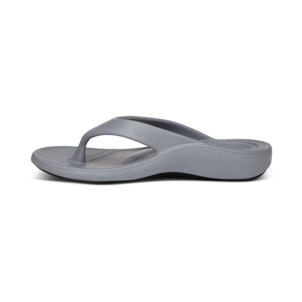 Aetrex Women's Maui Flip Flops - Grey | USA LAPM0AG